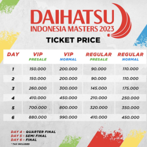 Inilah Daftar Harga dan Cara Beli Tiket Indonesia Masters 2023