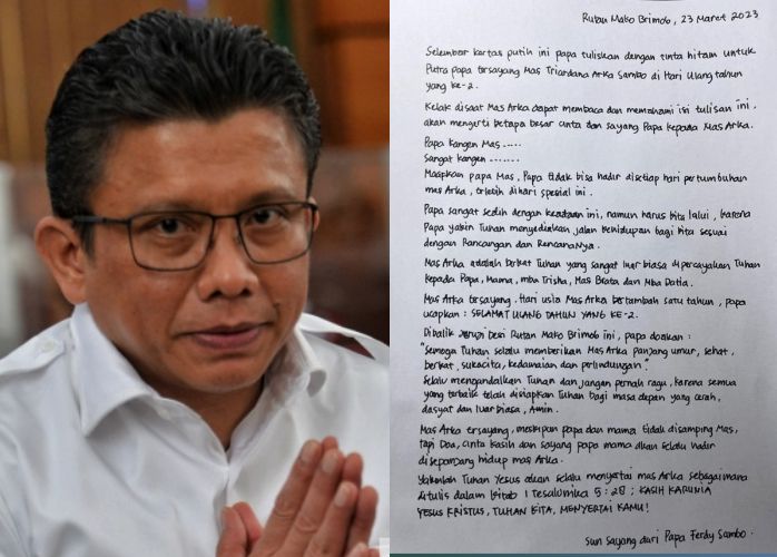 Ferdy Sambo Kirim Surat Kepada Anaknya yang Ulang Tahun, Begini Komentar Warganet