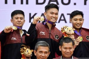 Tim Karate Kata Beregu Putra Berhasil Raih Emas SEA Games