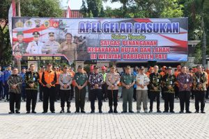 Bentuk Kesiapsiagaan Karhutla, Tiga Pimpinan Daerah Gelar Apel di Mapolresta Pati.