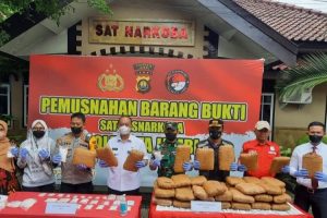 Polresta Jambi Musnahkan Barang Bukti Sabu dan Ganja