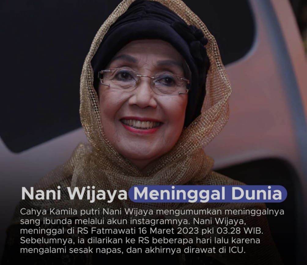 Kabar Duka datang dari dunia hiburan tanah air, Artis Senior Nani Wijaya Telah Meninggal Dunia