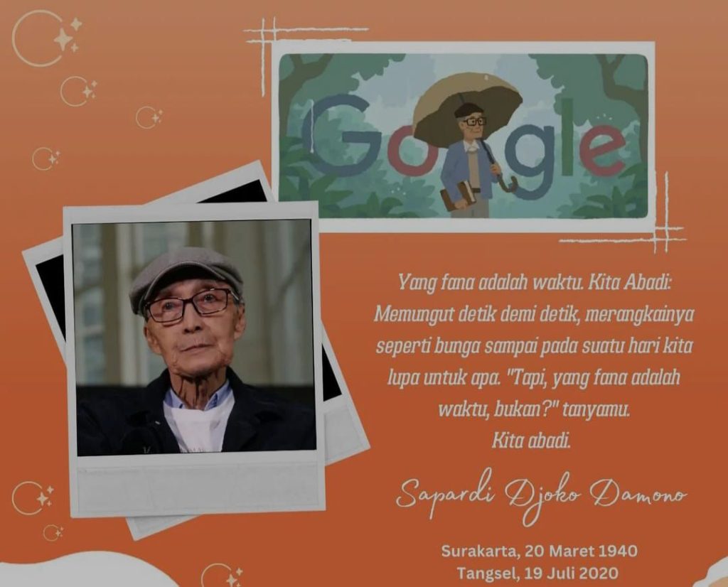 Sosok Penyair Sapardi Djoko Damono Diabadikan di Google Doodle, Berikut 3 Puisi Terbaiknya