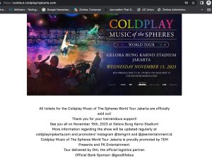 Antusiasme Tinggi, Tiket Konser Coldplay Diumumkan Resmi Sold Out