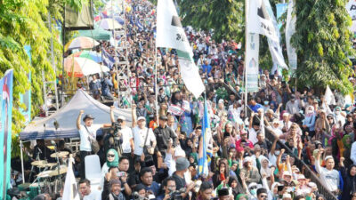 Bacawapres Koalisi Perubahan, Muhaimin Iskandar alias Cak Imin, memberikan penjelasan terkait tudingan mobilisasi massa (Sumber foto ; Kumparan)