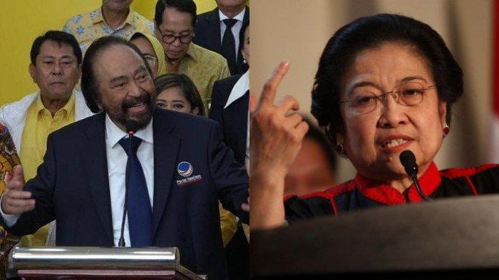 Ketua Umum PDI-P Megawati Soekarnoputri dan Ketua Umum Partai Nasdem Surya Paloh mengungkapkan kekhawatiran mereka menjelang Sumber Foto: Tribun makasar