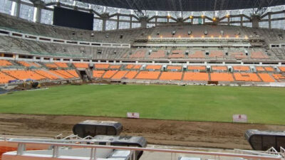 Jakarta Internasional Stadium tergenang (Sumber Foto. Sulselonline.com)