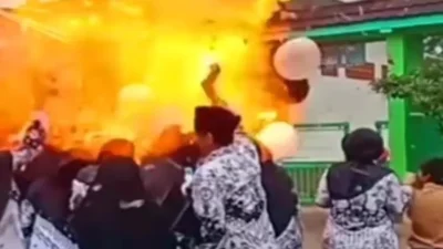 Viral Balon Meledak saat Perayaan Hari Guru (sumber foto : inilar)