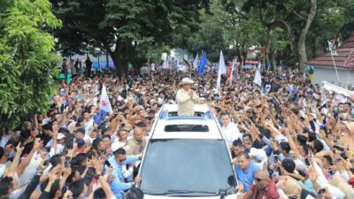 Calon presiden nomor urut 2, Prabowo Subianto, menjadi sorotan setelah menyampaikan komentar kontroversial dalam acara Konsolidasi Relawan di Bengkulu pada Kamis (Sumber foto: Detik.com)