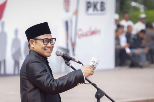 Calon Wakil Presiden nomor urut 1, Muhaimin Iskandar atau Cak Imin, menghormati pertemuan antara Presiden Joko Widodo (Jokowi) dengan calon presiden nomor urut ( Sumber foto : Okezone)