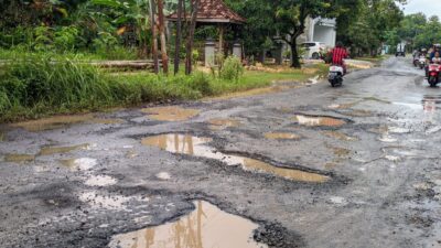 Kondisi jalan yang terdapat di ruas jalan raya Gabus-Tambakromo, tepatnya Desa Kedalingan hingga Desa Mojomulyo Kecamatan Tambakromo (JUrnalindo.com)