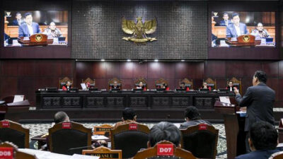 Dalam sidang Perselisihan Hasil Pemilihan Umum (PHPU) Pilpres 2024, Wakil Ketua Umum Partai Gerindra, Andi Muhammad Asrun, yang juga (Sumber foto : KataData)