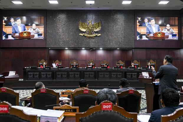 Dalam sidang Perselisihan Hasil Pemilihan Umum (PHPU) Pilpres 2024, Wakil Ketua Umum Partai Gerindra, Andi Muhammad Asrun, yang juga (Sumber foto : KataData)